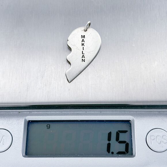 Vintage Sterling Silver 925 Half Heart "Makilan" Pendant - Picture 4 of 4